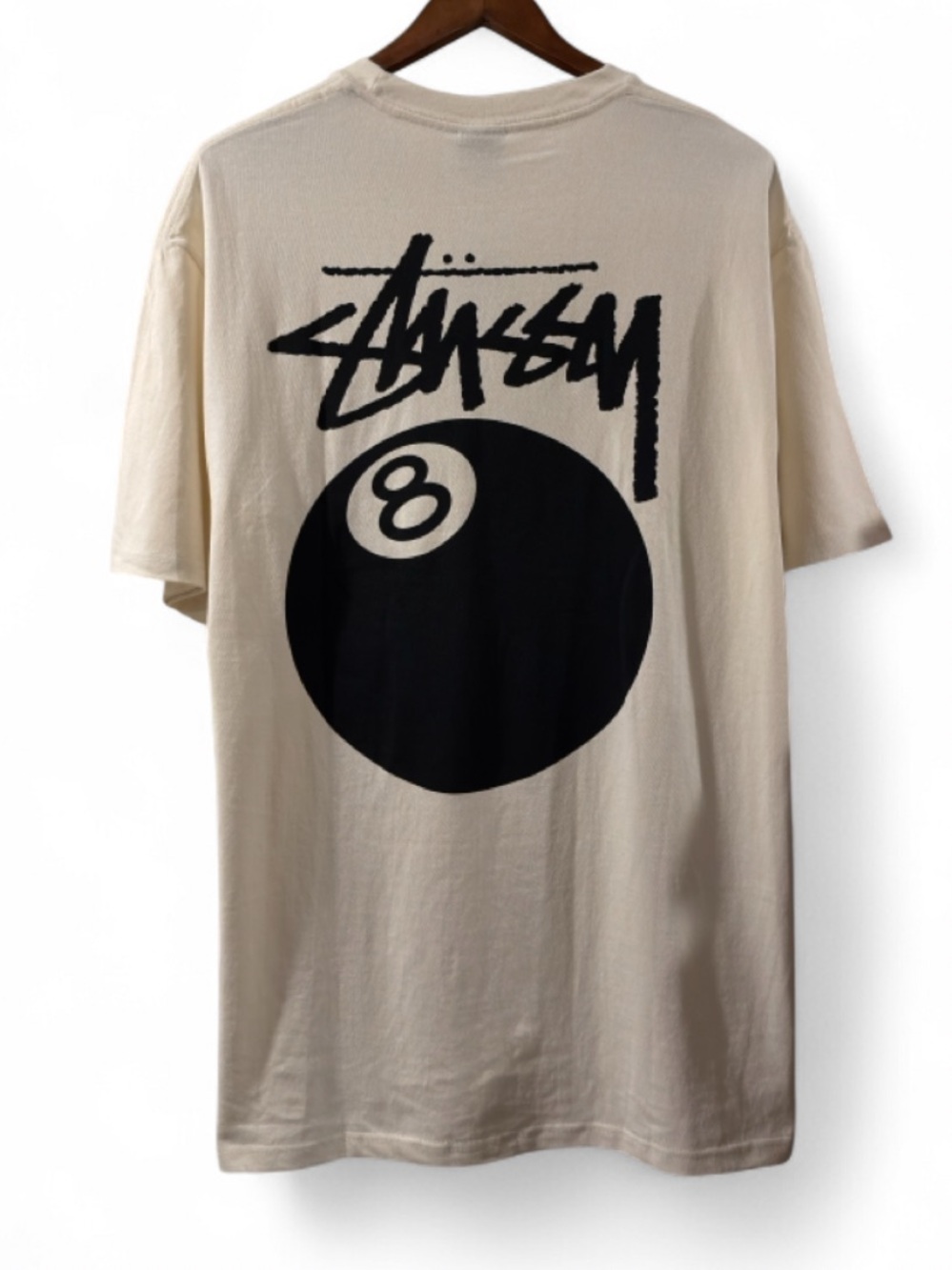 Stüssy 8-Ball Cream Short Sleeve Graphic T-shirt Size Men’s XL (NWT)